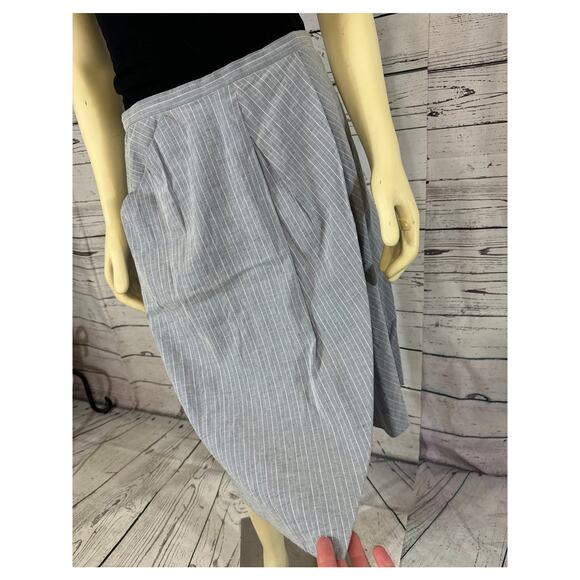 LILITH pinstriped semi wrap midi linen mix skirt size small - Picture 7 of 12